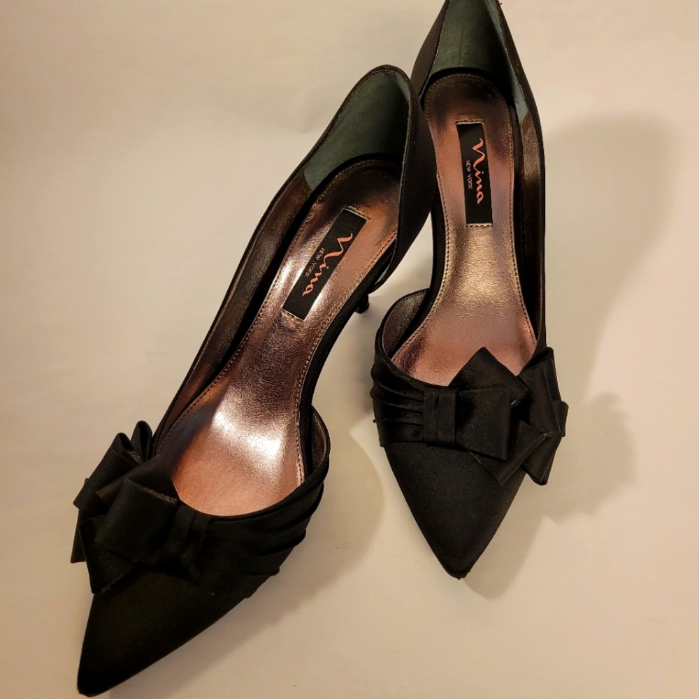 Nina Black Satin d'Orsay Pump